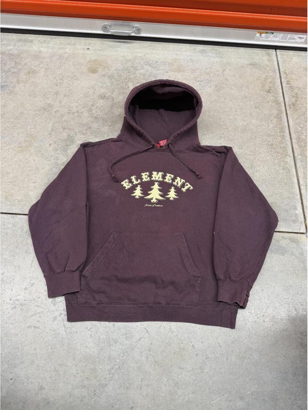vintage element skateboards brown spell out forest of nature hoodie size small
